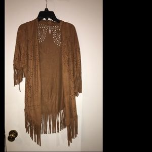 Tassel suede cardigan